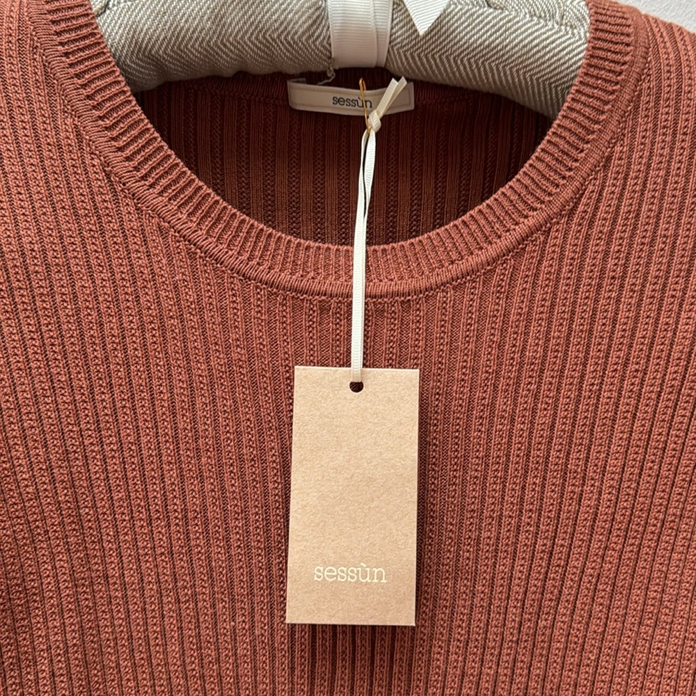 NWT Rust Ribbed Knit Mini Dress - Picture 2 of 7